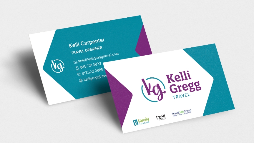 image of business cards for Kelli Gregg Travel