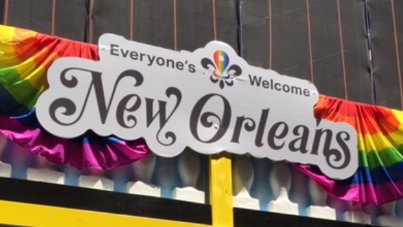 New Orleans & Co. World Pride float sign